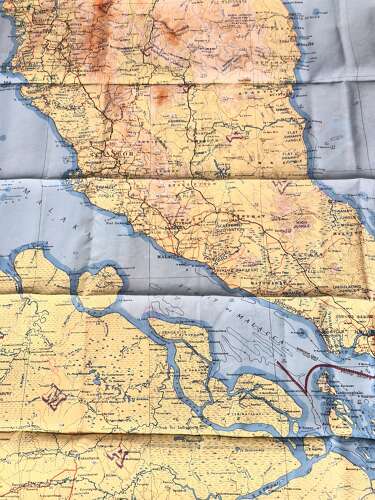 WW2 RAF Silk Escape Map Far East