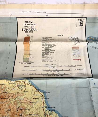 WW2 RAF Silk Escape Map Far East