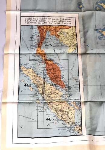 WW2 RAF Silk Escape Map Far East