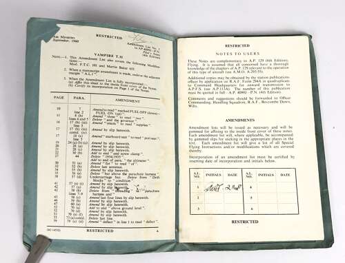 RAF 1960 Pilot Notes Vampire T.11 Aircraft.