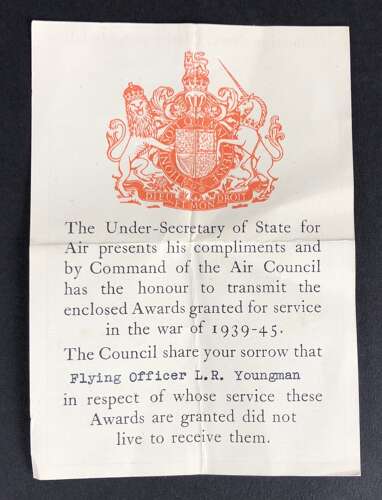 WW2 RAF 218 Squadron Aircrew Europe Star Casualty Medal Group.