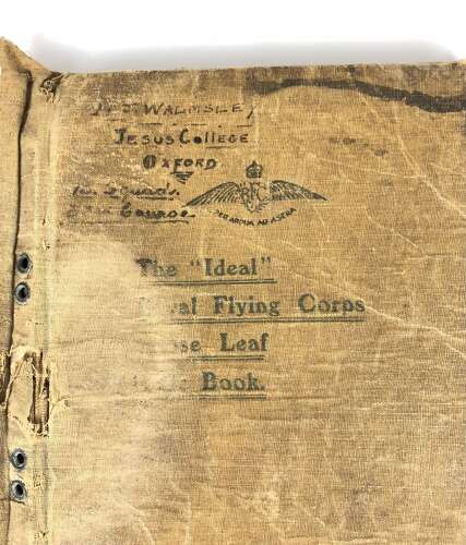 WW1 Royal Flying Corps Officer Cadet Student Note Book Engines.