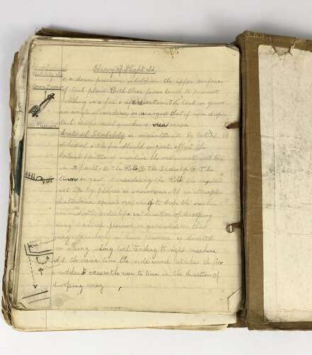 WW1 Royal Flying Corps Officer Cadet Student Note Book Engines.