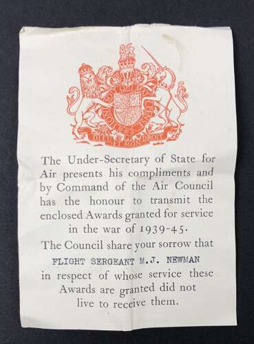 RAF Aircrew Casualty Family Medal Group.