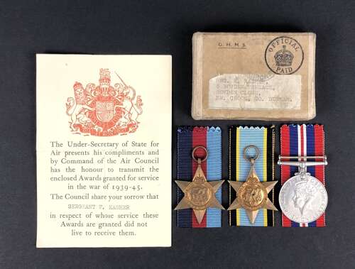 WW2 RAF 1944 Nuremberg Raid Casualty Aircrew Europe Star Medal Group.
