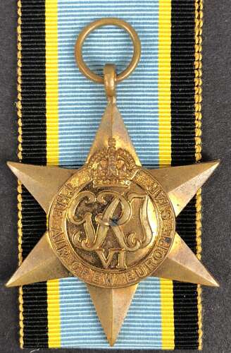 WW2 RAF 1944 Nuremberg Raid Casualty Aircrew Europe Star Medal Group.