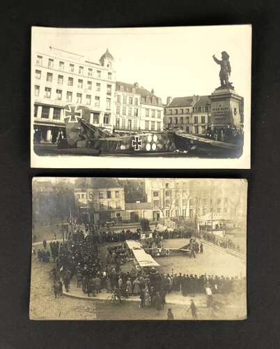 WW1 Original Postcard Photographs Crashed German Bomber Dunkirk.
