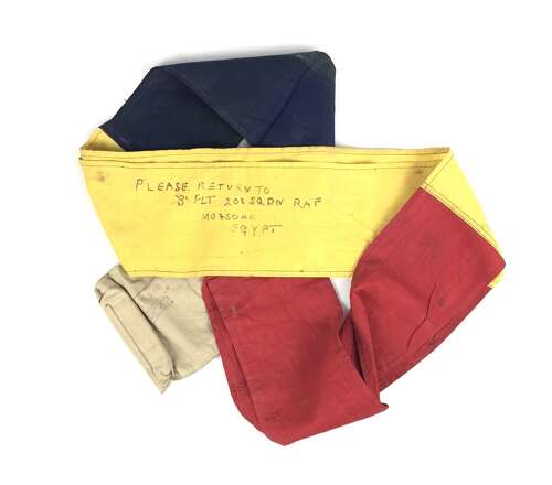 RAF 208 Squadron Egypt Message Streamer Used Circa 1920’s.