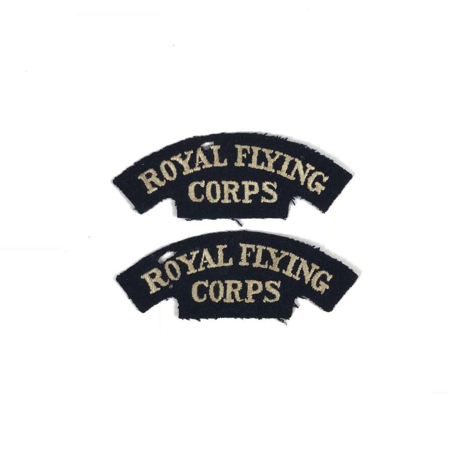 WW1 Royal Flying Corps RFC Matching Pair Cloth Shoulder Titles.