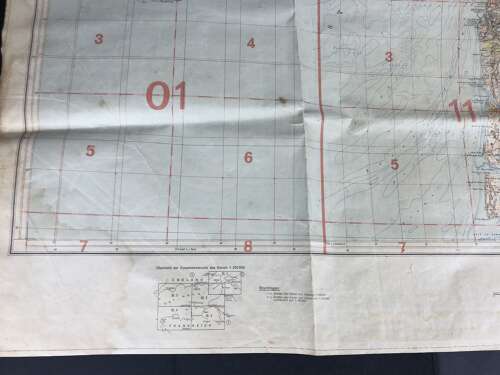 WW2 Battle of Britain Period Luftwaffe Flying Map Dover Straits Kent.