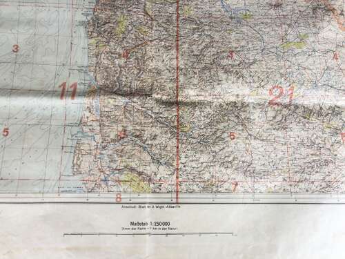 WW2 Battle of Britain Period Luftwaffe Flying Map Dover Straits Kent.
