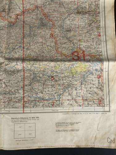 WW2 Battle of Britain Period Luftwaffe Flying Map Dover Straits Kent.